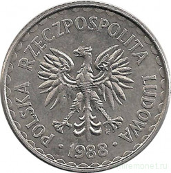 Монета. Польша. 1 злотый 1988 год.