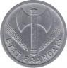 Монета. Франция. 2 франка 1943 год. Монетный двор - Париж. рев.
