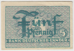 Банкнота. Германия (ФРГ). 5 пфеннигов 1948 год.