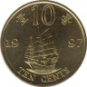Монета. Гонконг. 10 центов 1997 год. Возврат Гонконга под юрисдикцию Китая. ав.