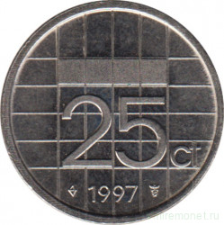 Монета. Нидерланды. 25 центов 1997 год.