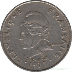 Монета. Французская Полинезия. 20 франков 1975 год.