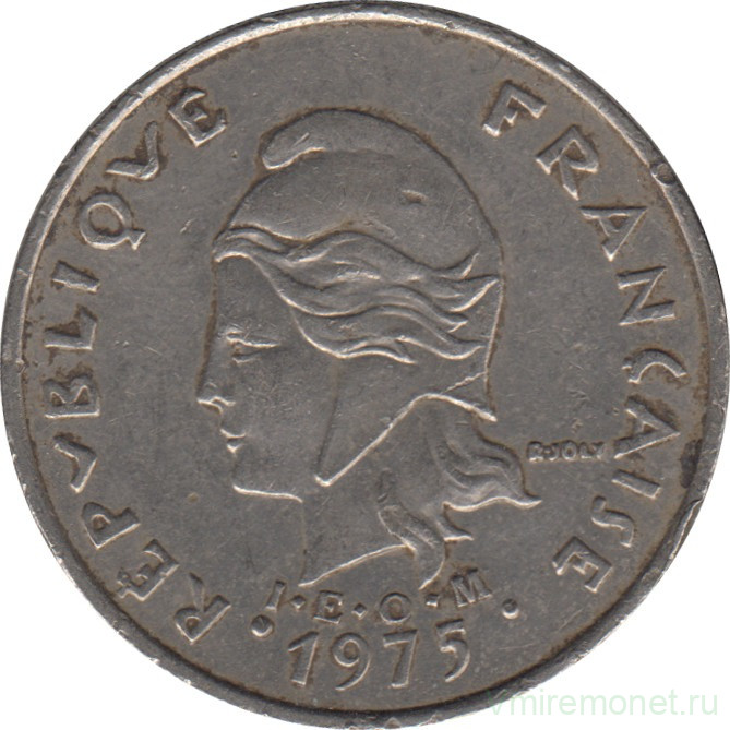 Монета. Французская Полинезия. 20 франков 1975 год.