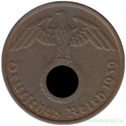 Монета. Германия. Третий Рейх. 2 рейхспфеннига 1939 год. Монетный двор - Мюльденхюттен (Е).