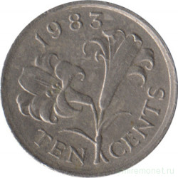 Монета. Бермудские острова. 10 центов 1983 год.