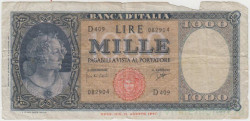 Банкнота. Италия. 1000 лир 1947 год. Тип 83.