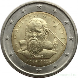 Монета. Италия. 2 евро 2014 год. 450 лет со дня рождения Галилео Галилея.