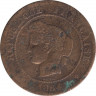 Монета. Франция. 5 сантимов 1884 год. ав.