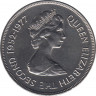 Монета. Гибралтар. 25 новых пенсов 1977 год. 25 лет правления королевы Елизаветы II. рев.