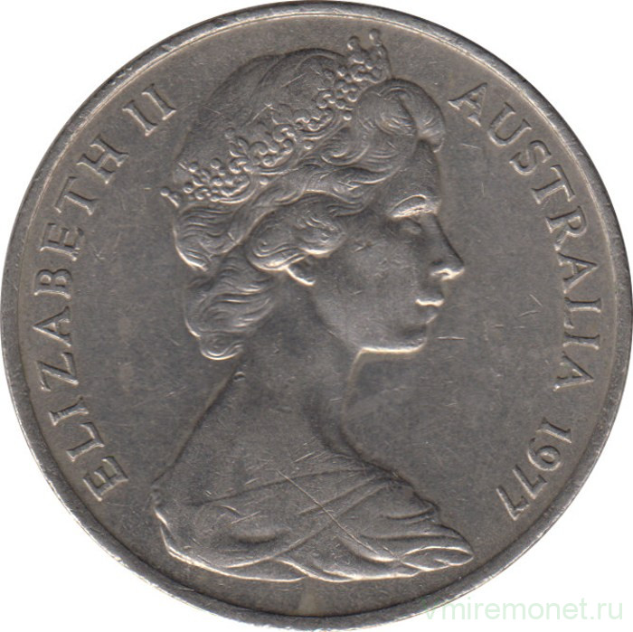 Монета. Австралия. 20 центов 1977 год.