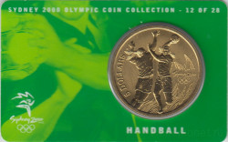 Монета. Австралия. 5 долларов 2000 год. XXVII летние Олимпийские игры в Сиднее. Гандбол. В блистере.