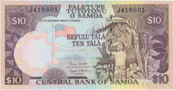Банкнота. Самоа. 10 тала 2005 год. Тип 34b.