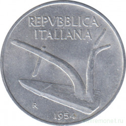 Монета. Италия. 10 лир 1954 год.