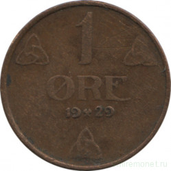 Монета. Норвегия. 1 эре 1929 год.