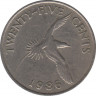 Монета. Бермудские острова. 25 центов 1986 год. ав.