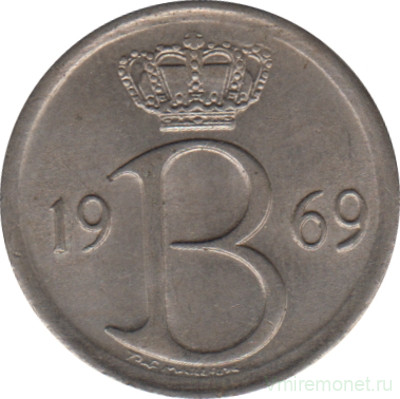 Монета. Бельгия. 25 сантимов 1969 год. BELGIE.
