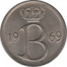 Монета. Бельгия. 25 сантимов 1969 год. BELGIE. ав.