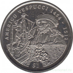 Монета. Сьерра-Леоне. 1 доллар 1999 год. Америго Веспучи.