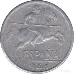 Монета. Испания. 10 сентимо 1945 год.
