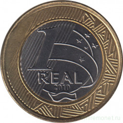 Монета. Бразилия. 1 реал 2010 год.