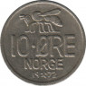  Монета. Норвегия. 10 эре 1972 год. ав.