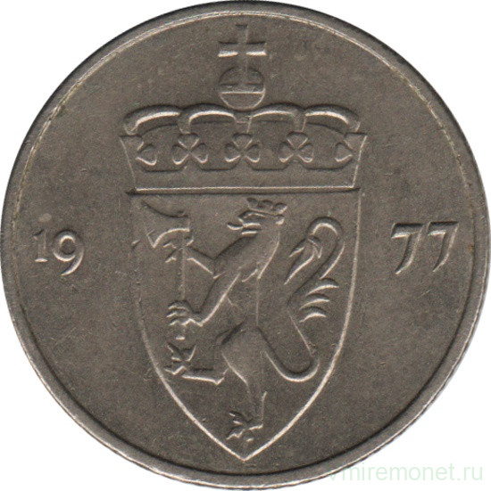 Монета. Норвегия. 50 эре 1977 год.