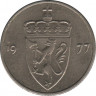 Монета. Норвегия. 50 эре 1977 год. ав.