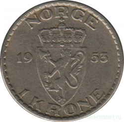 Монета. Норвегия. 1 крона 1953 год.