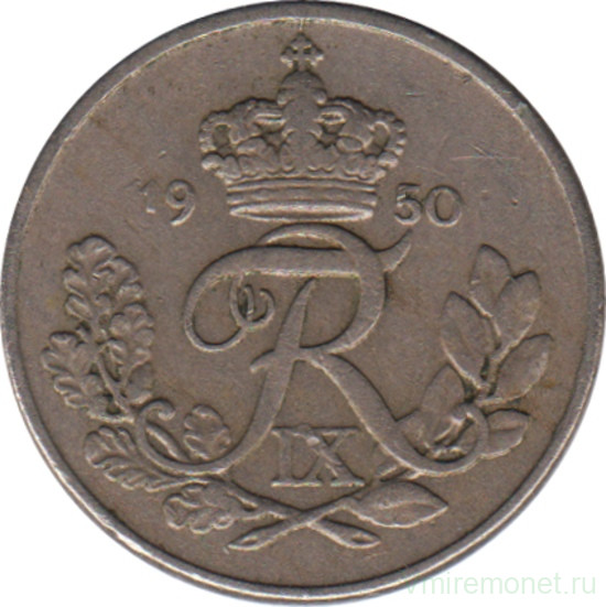Монета. Дания. 10 эре 1950 год.