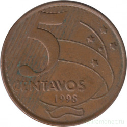 Монета. Бразилия. 5 сентаво 1998 год.