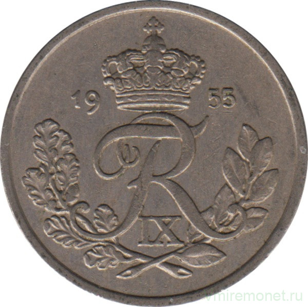 Монета. Дания. 25 эре 1955 год.