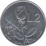 Монета. Сан-Марино. 2 лиры 1993 год. Роза. ав.