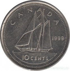 Монета. Канада. 10 центов 1999 год.