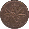 Монета. Канада. 1 цент 1969 год. ав.
