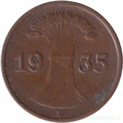 Монета. Германия. Веймарская республика. 1 рейхспфенниг 1935 год. Монетный двор - Мюльденхюттен (E).