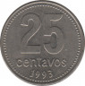 Монета. Аргентина. 25 сентаво 1993 год. Медно-никелевый сплав. ав.