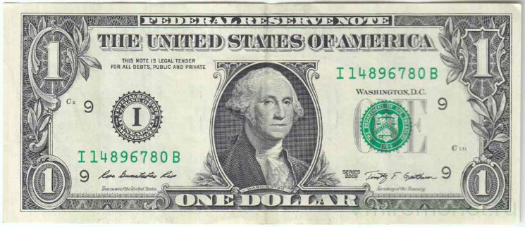 Банкнота. США. 1 доллар 2009 год. Серия I. Тип 530.