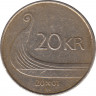 Монета. Норвегия. 20 крон 2001 год. ав.
