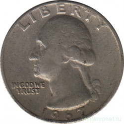 Монета. США. 25 центов 1967 год.