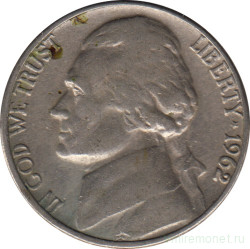 Монета. США. 5 центов 1962 год. Монетный двор D.