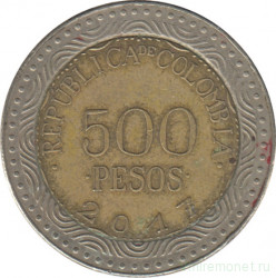 Монета. Колумбия. 500 песо 2017 год.
