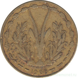 Монета. Западноафриканский экономический и валютный союз (ВСЕАО). 5 франков 1996 год.