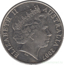 Монета. Австралия. 20 центов 2007 год.