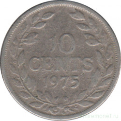 Монета. Либерия. 10 центов 1975 год.