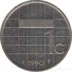 Монета. Нидерланды. 1 гульден 1990 год.