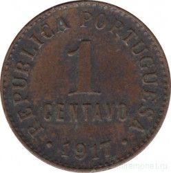 Монета. Португалия. 1 сентаво 1917 год.