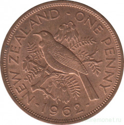 Монета. Новая Зеландия. 1 пенни 1962 год.