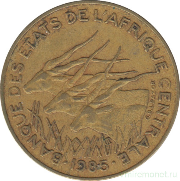 Монета. Центральноафриканский экономический и валютный союз (ВЕАС). 10 франков 1985 год.