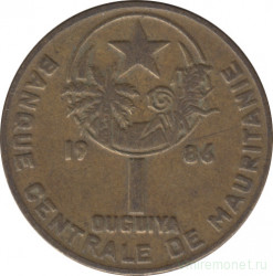 Монета. Мавритания. 1 угия 1986 год.