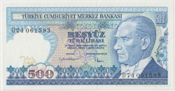 Банкнота. Турция. 500 лир 1970 год. Тип 195 (3).